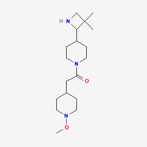molecular formula C18H33N3O2 B7439344 1-[4-(3,3-Dimethylazetidin-2-yl)piperidin-1-yl]-2-(1-methoxypiperidin-4-yl)ethanone 