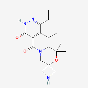molecular formula C17H26N4O3 B7439365 5-(6,6-dimethyl-5-oxa-2,8-diazaspiro[3.5]nonane-8-carbonyl)-3,4-diethyl-1H-pyridazin-6-one 