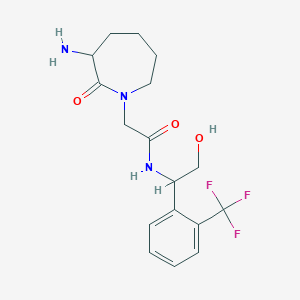 molecular formula C17H22F3N3O3 B7439377 2-(3-amino-2-oxoazepan-1-yl)-N-[2-hydroxy-1-[2-(trifluoromethyl)phenyl]ethyl]acetamide 
