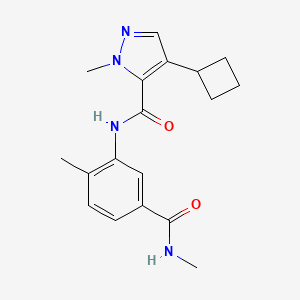 molecular formula C18H22N4O2 B7439492 4-cyclobutyl-2-methyl-N-[2-methyl-5-(methylcarbamoyl)phenyl]pyrazole-3-carboxamide 