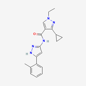 molecular formula C19H21N5O B7439507 3-cyclopropyl-1-ethyl-N-[5-(2-methylphenyl)-1H-pyrazol-3-yl]pyrazole-4-carboxamide 