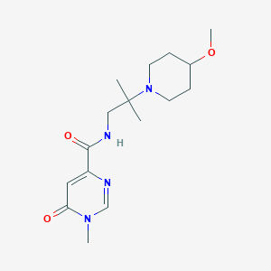 molecular formula C16H26N4O3 B7439519 N-[2-(4-methoxypiperidin-1-yl)-2-methylpropyl]-1-methyl-6-oxopyrimidine-4-carboxamide 