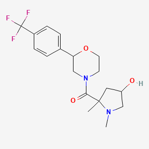 molecular formula C18H23F3N2O3 B7439530 (4-Hydroxy-1,2-dimethylpyrrolidin-2-yl)-[2-[4-(trifluoromethyl)phenyl]morpholin-4-yl]methanone 