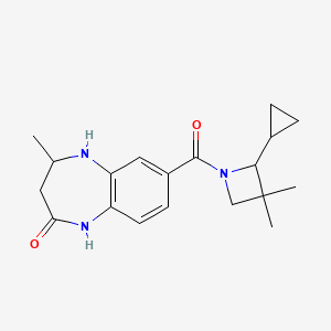 molecular formula C19H25N3O2 B7439533 7-(2-Cyclopropyl-3,3-dimethylazetidine-1-carbonyl)-4-methyl-1,3,4,5-tetrahydro-1,5-benzodiazepin-2-one 