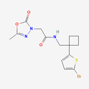 molecular formula C14H16BrN3O3S B7439536 N-[[1-(5-bromothiophen-2-yl)cyclobutyl]methyl]-2-(5-methyl-2-oxo-1,3,4-oxadiazol-3-yl)acetamide 