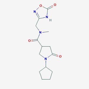 molecular formula C14H20N4O4 B7439552 1-cyclopentyl-N-methyl-5-oxo-N-[(5-oxo-4H-1,2,4-oxadiazol-3-yl)methyl]pyrrolidine-3-carboxamide 