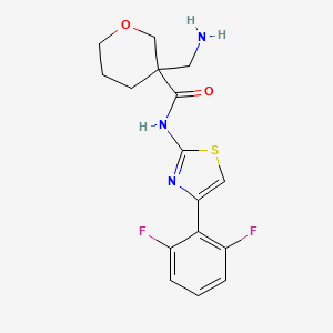 molecular formula C16H17F2N3O2S B7439560 3-(aminomethyl)-N-[4-(2,6-difluorophenyl)-1,3-thiazol-2-yl]oxane-3-carboxamide 