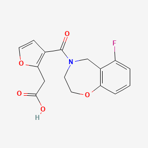 molecular formula C16H14FNO5 B7439563 2-[3-(6-fluoro-3,5-dihydro-2H-1,4-benzoxazepine-4-carbonyl)furan-2-yl]acetic acid 