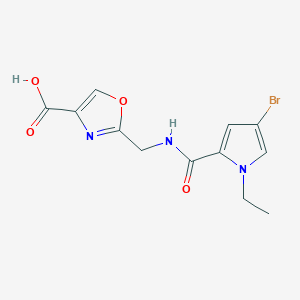 molecular formula C12H12BrN3O4 B7439567 2-[[(4-Bromo-1-ethylpyrrole-2-carbonyl)amino]methyl]-1,3-oxazole-4-carboxylic acid 