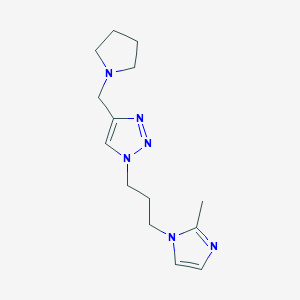 molecular formula C14H22N6 B7439573 1-[3-(2-Methylimidazol-1-yl)propyl]-4-(pyrrolidin-1-ylmethyl)triazole 