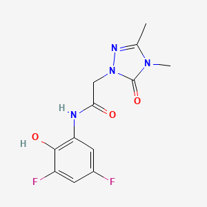 molecular formula C12H12F2N4O3 B7439579 N-(3,5-difluoro-2-hydroxyphenyl)-2-(3,4-dimethyl-5-oxo-1,2,4-triazol-1-yl)acetamide 