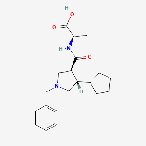 molecular formula C20H28N2O3 B7439608 (2R)-2-[[(3S,4S)-1-benzyl-4-cyclopentylpyrrolidine-3-carbonyl]amino]propanoic acid 