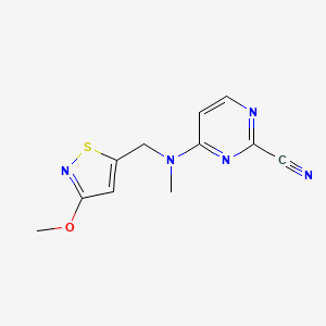 molecular formula C11H11N5OS B7439626 4-[(3-Methoxy-1,2-thiazol-5-yl)methyl-methylamino]pyrimidine-2-carbonitrile 