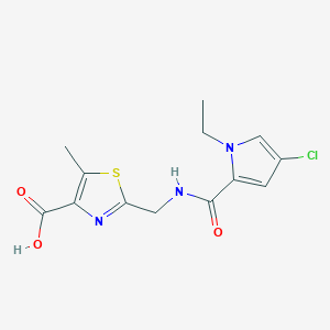 molecular formula C13H14ClN3O3S B7439634 2-[[(4-Chloro-1-ethylpyrrole-2-carbonyl)amino]methyl]-5-methyl-1,3-thiazole-4-carboxylic acid 