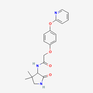 molecular formula C19H21N3O4 B7439655 N-(4,4-dimethyl-2-oxopyrrolidin-3-yl)-2-(4-pyridin-2-yloxyphenoxy)acetamide 