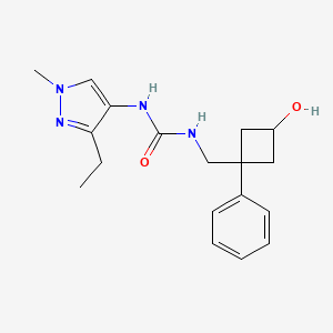 molecular formula C18H24N4O2 B7439665 1-(3-Ethyl-1-methylpyrazol-4-yl)-3-[(3-hydroxy-1-phenylcyclobutyl)methyl]urea 
