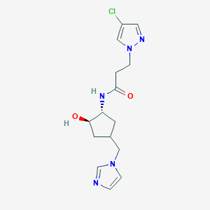 molecular formula C15H20ClN5O2 B7439676 3-(4-chloropyrazol-1-yl)-N-[(1R,2R)-2-hydroxy-4-(imidazol-1-ylmethyl)cyclopentyl]propanamide 