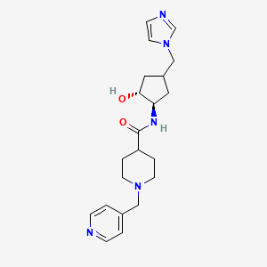 molecular formula C21H29N5O2 B7439696 N-[(1R,2R)-2-hydroxy-4-(imidazol-1-ylmethyl)cyclopentyl]-1-(pyridin-4-ylmethyl)piperidine-4-carboxamide 