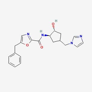 molecular formula C20H22N4O3 B7439699 5-benzyl-N-[(1R,2R)-2-hydroxy-4-(imidazol-1-ylmethyl)cyclopentyl]-1,3-oxazole-2-carboxamide 