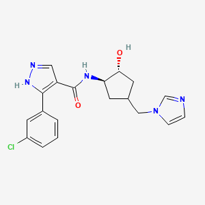 molecular formula C19H20ClN5O2 B7439704 5-(3-chlorophenyl)-N-[(1R,2R)-2-hydroxy-4-(imidazol-1-ylmethyl)cyclopentyl]-1H-pyrazole-4-carboxamide 