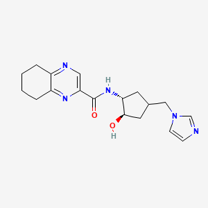 molecular formula C18H23N5O2 B7439710 N-[(1R,2R)-2-hydroxy-4-(imidazol-1-ylmethyl)cyclopentyl]-5,6,7,8-tetrahydroquinoxaline-2-carboxamide 