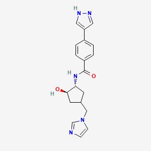 molecular formula C19H21N5O2 B7439718 N-[(1R,2R)-2-hydroxy-4-(imidazol-1-ylmethyl)cyclopentyl]-4-(1H-pyrazol-4-yl)benzamide 