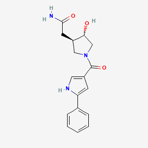 molecular formula C17H19N3O3 B7439726 2-[(3R,4S)-4-hydroxy-1-(5-phenyl-1H-pyrrole-3-carbonyl)pyrrolidin-3-yl]acetamide 