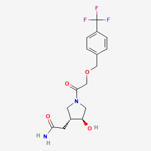 molecular formula C16H19F3N2O4 B7439730 2-[(3R,4S)-4-hydroxy-1-[2-[[4-(trifluoromethyl)phenyl]methoxy]acetyl]pyrrolidin-3-yl]acetamide 