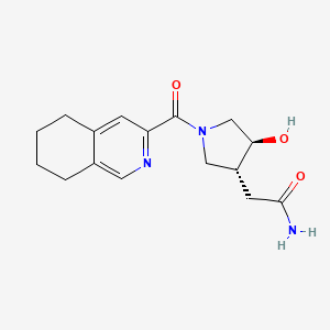 molecular formula C16H21N3O3 B7439741 2-[(3R,4S)-4-hydroxy-1-(5,6,7,8-tetrahydroisoquinoline-3-carbonyl)pyrrolidin-3-yl]acetamide 