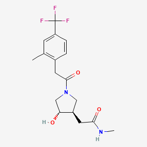 molecular formula C17H21F3N2O3 B7439754 2-[(3R,4S)-4-hydroxy-1-[2-[2-methyl-4-(trifluoromethyl)phenyl]acetyl]pyrrolidin-3-yl]-N-methylacetamide 