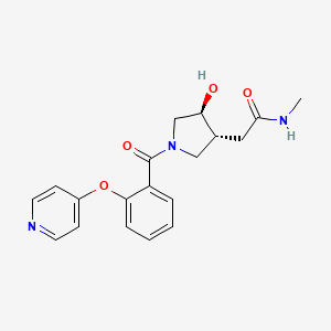 molecular formula C19H21N3O4 B7439763 2-[(3R,4S)-4-hydroxy-1-(2-pyridin-4-yloxybenzoyl)pyrrolidin-3-yl]-N-methylacetamide 