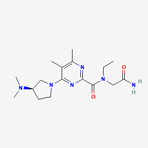 molecular formula C17H28N6O2 B7439766 N-(2-amino-2-oxoethyl)-4-[(3R)-3-(dimethylamino)pyrrolidin-1-yl]-N-ethyl-5,6-dimethylpyrimidine-2-carboxamide 