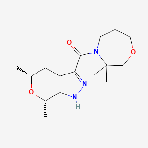 molecular formula C16H25N3O3 B7439774 (3,3-dimethyl-1,4-oxazepan-4-yl)-[(5R,7S)-5,7-dimethyl-1,4,5,7-tetrahydropyrano[3,4-c]pyrazol-3-yl]methanone 