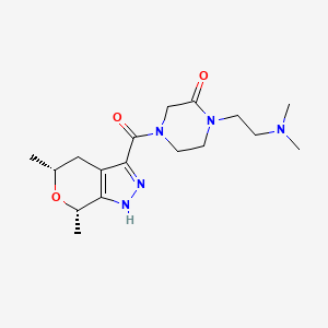 molecular formula C17H27N5O3 B7439777 1-[2-(dimethylamino)ethyl]-4-[(5R,7S)-5,7-dimethyl-1,4,5,7-tetrahydropyrano[3,4-c]pyrazole-3-carbonyl]piperazin-2-one 