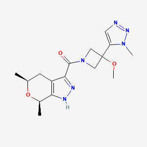 molecular formula C16H22N6O3 B7439784 [(5S,7R)-5,7-dimethyl-1,4,5,7-tetrahydropyrano[3,4-c]pyrazol-3-yl]-[3-methoxy-3-(3-methyltriazol-4-yl)azetidin-1-yl]methanone 