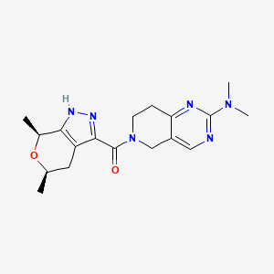 molecular formula C18H24N6O2 B7439785 [2-(dimethylamino)-7,8-dihydro-5H-pyrido[4,3-d]pyrimidin-6-yl]-[(5R,7S)-5,7-dimethyl-1,4,5,7-tetrahydropyrano[3,4-c]pyrazol-3-yl]methanone 