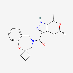 molecular formula C21H25N3O3 B7439789 [(5R,7S)-5,7-dimethyl-1,4,5,7-tetrahydropyrano[3,4-c]pyrazol-3-yl]-spiro[3,5-dihydro-1,4-benzoxazepine-2,1'-cyclobutane]-4-ylmethanone 