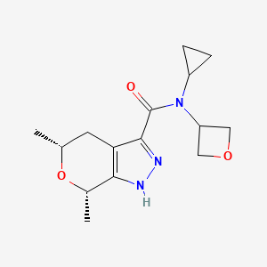 molecular formula C15H21N3O3 B7439790 (5R,7S)-N-cyclopropyl-5,7-dimethyl-N-(oxetan-3-yl)-1,4,5,7-tetrahydropyrano[3,4-c]pyrazole-3-carboxamide 