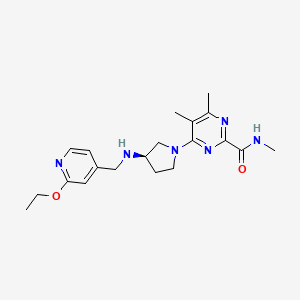 molecular formula C20H28N6O2 B7439791 4-[(3R)-3-[(2-ethoxypyridin-4-yl)methylamino]pyrrolidin-1-yl]-N,5,6-trimethylpyrimidine-2-carboxamide 