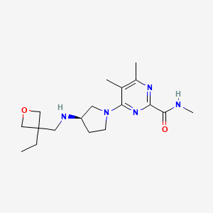 molecular formula C18H29N5O2 B7439799 4-[(3R)-3-[(3-ethyloxetan-3-yl)methylamino]pyrrolidin-1-yl]-N,5,6-trimethylpyrimidine-2-carboxamide 