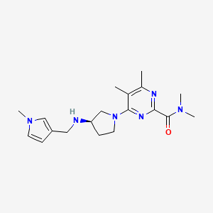 molecular formula C19H28N6O B7439810 N,N,4,5-tetramethyl-6-[(3R)-3-[(1-methylpyrrol-3-yl)methylamino]pyrrolidin-1-yl]pyrimidine-2-carboxamide 