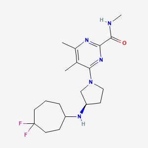 molecular formula C19H29F2N5O B7439818 4-[(3R)-3-[(4,4-difluorocycloheptyl)amino]pyrrolidin-1-yl]-N,5,6-trimethylpyrimidine-2-carboxamide 
