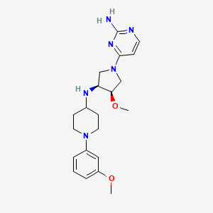 molecular formula C21H30N6O2 B7439826 4-[(3R,4S)-3-methoxy-4-[[1-(3-methoxyphenyl)piperidin-4-yl]amino]pyrrolidin-1-yl]pyrimidin-2-amine 