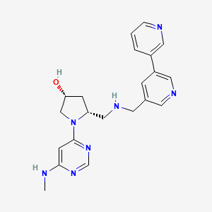 molecular formula C21H25N7O B7439832 (3R,5R)-1-[6-(methylamino)pyrimidin-4-yl]-5-[[(5-pyridin-3-ylpyridin-3-yl)methylamino]methyl]pyrrolidin-3-ol 