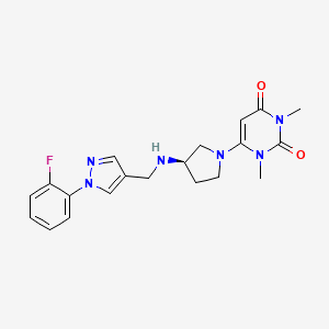 6-[(3R)-3-[[1-(2-fluorophenyl)pyrazol-4-yl]methylamino]pyrrolidin-1-yl]-1,3-dimethylpyrimidine-2,4-dione