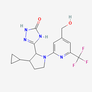molecular formula C16H18F3N5O2 B7439857 3-[3-Cyclopropyl-1-[4-(hydroxymethyl)-6-(trifluoromethyl)pyridin-2-yl]pyrrolidin-2-yl]-1,4-dihydro-1,2,4-triazol-5-one 