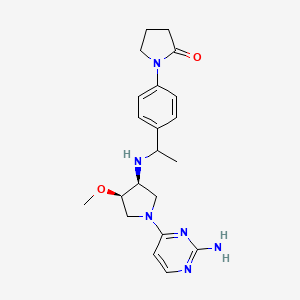 molecular formula C21H28N6O2 B7439872 1-[4-[1-[[(3S,4R)-1-(2-aminopyrimidin-4-yl)-4-methoxypyrrolidin-3-yl]amino]ethyl]phenyl]pyrrolidin-2-one 
