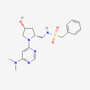 molecular formula C18H25N5O3S B7439877 N-[[(2R,4R)-1-[6-(dimethylamino)pyrimidin-4-yl]-4-hydroxypyrrolidin-2-yl]methyl]-1-phenylmethanesulfonamide 