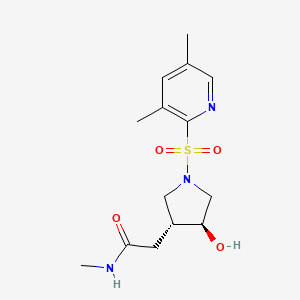 molecular formula C14H21N3O4S B7439882 2-[(3R,4S)-1-(3,5-dimethylpyridin-2-yl)sulfonyl-4-hydroxypyrrolidin-3-yl]-N-methylacetamide 