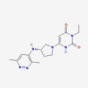 molecular formula C16H22N6O2 B7439887 6-[(3S)-3-[(3,6-dimethylpyridazin-4-yl)amino]pyrrolidin-1-yl]-3-ethyl-1H-pyrimidine-2,4-dione 